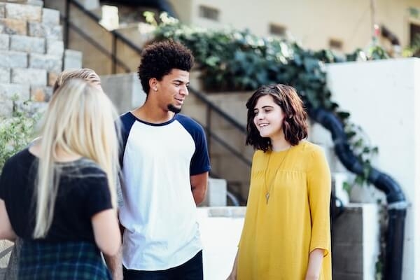 Friends having a language exchange outside