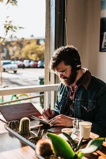 Man studying Japanese